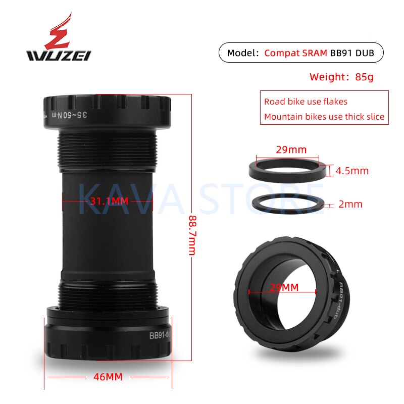 Support de pédalier fileté pour vtt SRAM, BB30 BB386 BB91 PF30 DUB 24/29mm, BB 68/73mm: BB91 DUB