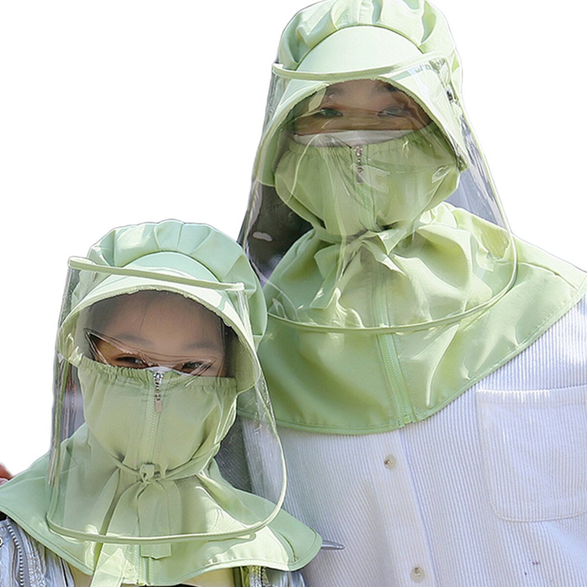 Safety Full Face Protective Cap Anti-Fog Face Shield Hat Outdoor Splash-Proof Face Shield Detachable Hats: Green / For Adults