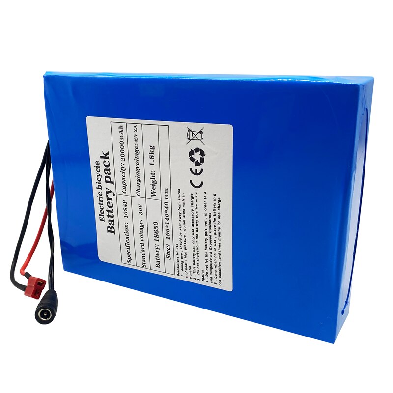 36V 10S4P 20Ah Battery Pack 1000W High Power Battery 18650 Lithium Battery Pack Ebike Electric Bicycle BMS T-Plug
