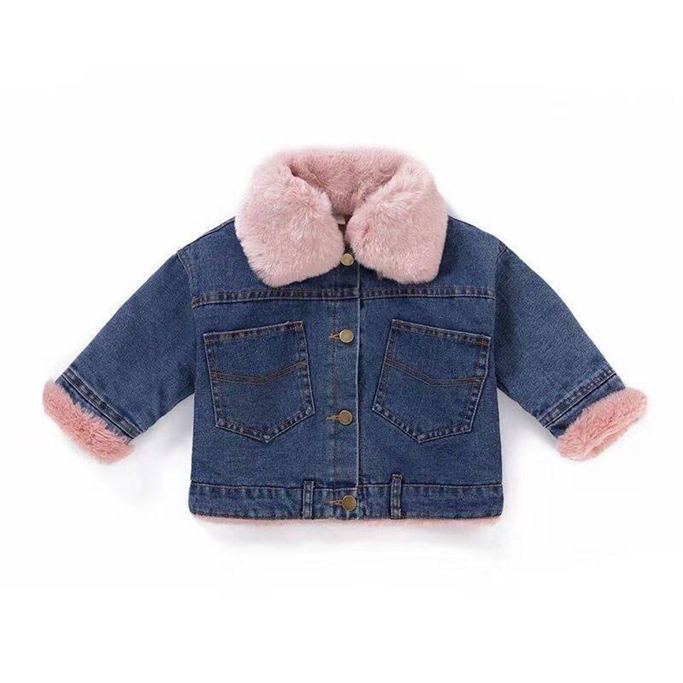 4-12 Years Old Kids Wear Winter Coat Boys Lambs Wool Denim Jacket Children Boy Girl Plus Cashmere Jeans Jackets Coats