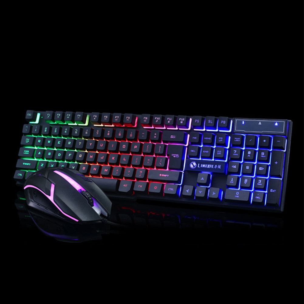 Zestaw Klawiatura i Mysz USB Przewodowa 104 Klawisze - Podświetlenie LED - Do Notebooków, Laptopów, Desktopów - Gaming i Biuro