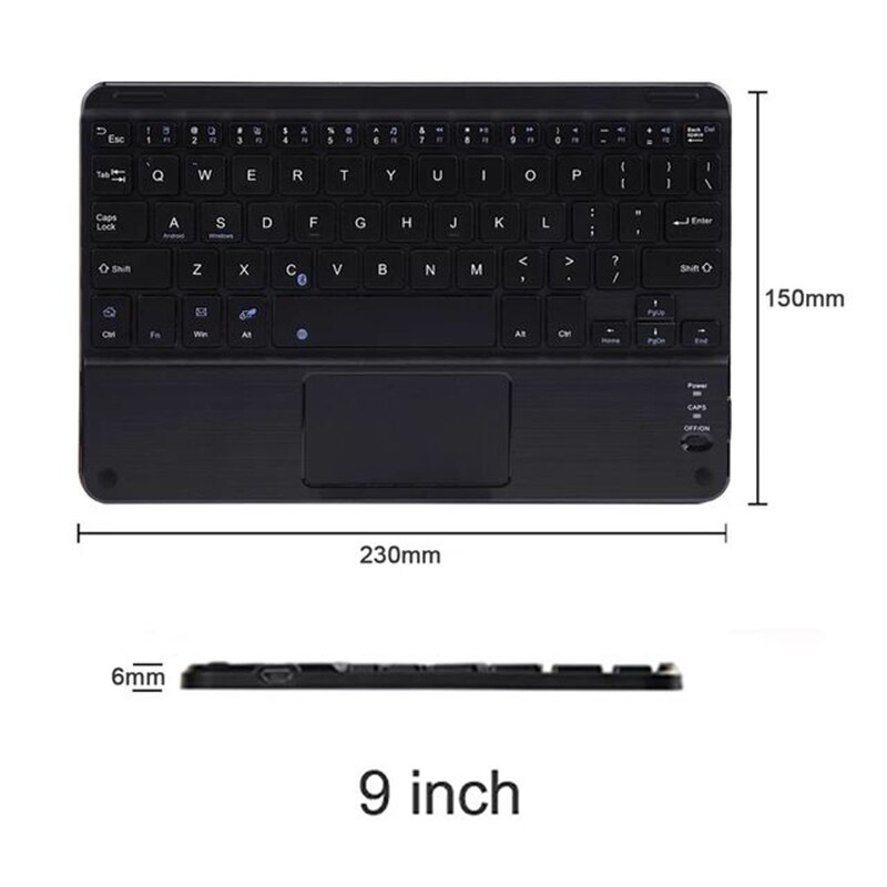 Touch Bluetooth Keyboard for Android Tablet Wireless Bluetooth Keyboard With Touchpad for iPad PC Computer Samsung Tab Tablet: 9 inch black
