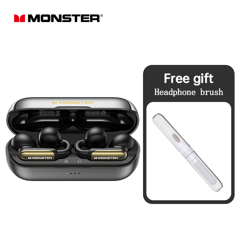 Monster AC601 TWS auriculares Bluetooth estéreo HiFi HD llamada Clip en auriculares reducción de ruido auriculares para juegos deportes al aire libre correr: Negro