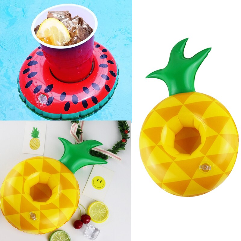Porte-gobelet de piscine en forme d'ananas et de pastèque, porte-gobelet gonflable flottant pour collations, pour fête sur la plage ou à la piscine