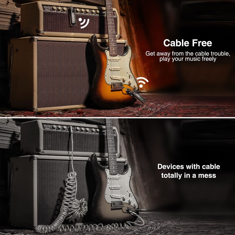 LEKATO WS-70 Wireless Guitar System incorporato ricaricabile 70 canali Wireless Guitar trasmettitore ricevitore per chitarra elettrica