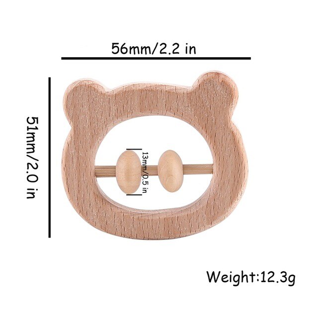 1Pc Baby Speelgoed Houten Rammelaar Dier Vogels Maan Ring Bpa Gratis Montessori Educatief Speelgoed Peuter Rammelaar Newnorn Voor kinderen Speelgoed: Bear Rattle