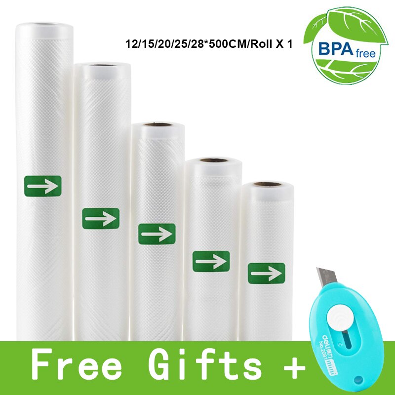 Vacuum bags for food Vacuum Sealer Storage Bags 12/15/20/25/28cm*500cm For Vacuum packing Sealer 5 Rolls/Lot: 1Lot