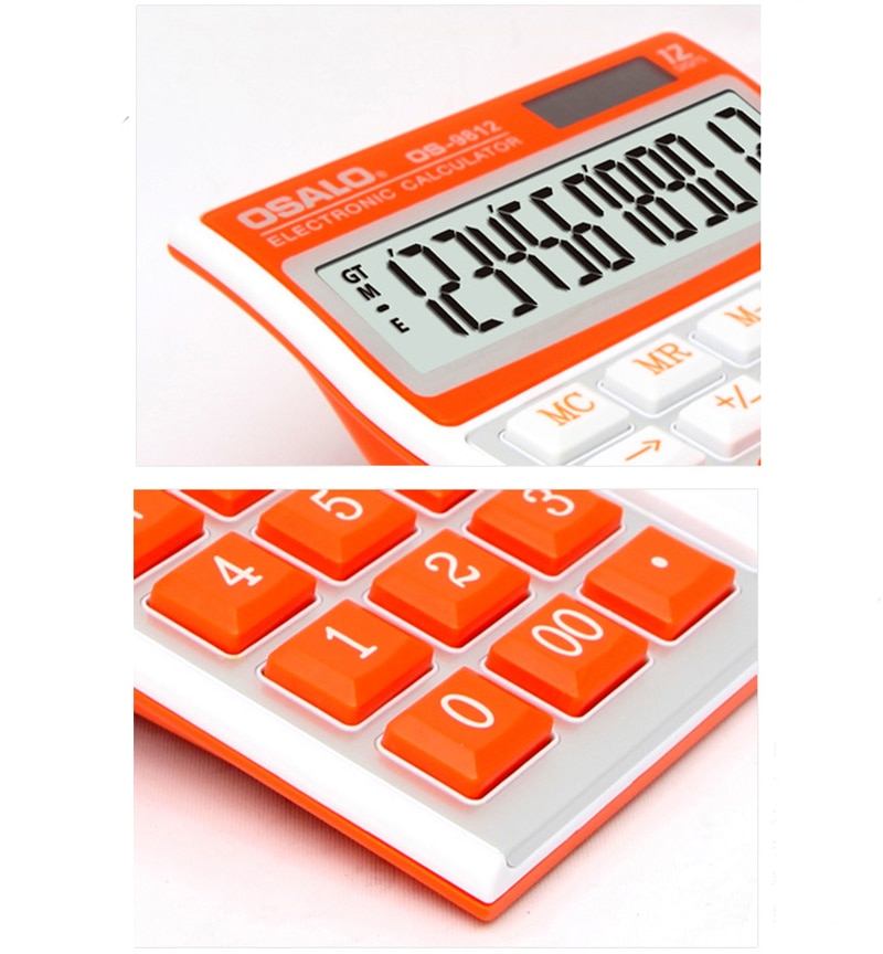 Calculator Desktop Environmental Protection Abs Plastic Solar Dual Power 12 Digit Color Os-9812vc Large Screen Display Computer