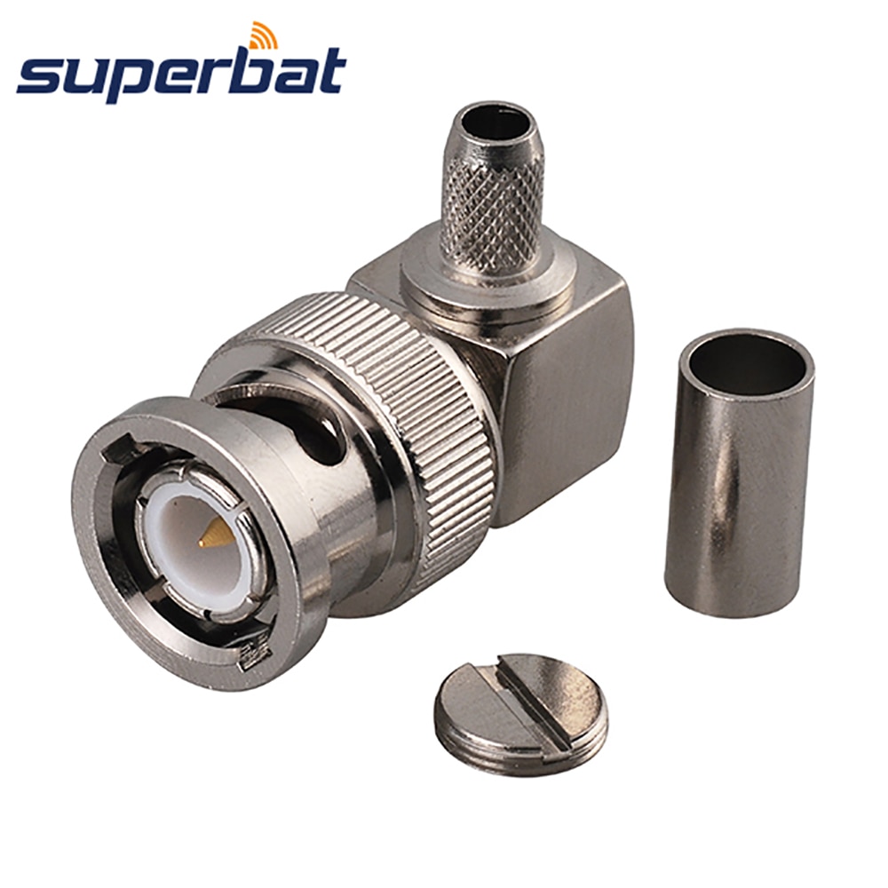 Superbat 90 Deg BNC Male Right Angle Crimp for RG58 LMR195 RG142 Cable RF Coaxial Connector