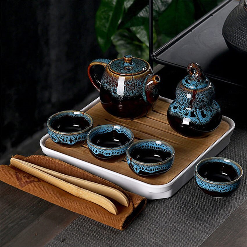 Portable Kung Fu Tea Set Ceramic Chinese Teapot Porcelain Teaset Gaiwan Tea Cups of Tea Ceremony Tea Pot With Travel Bag