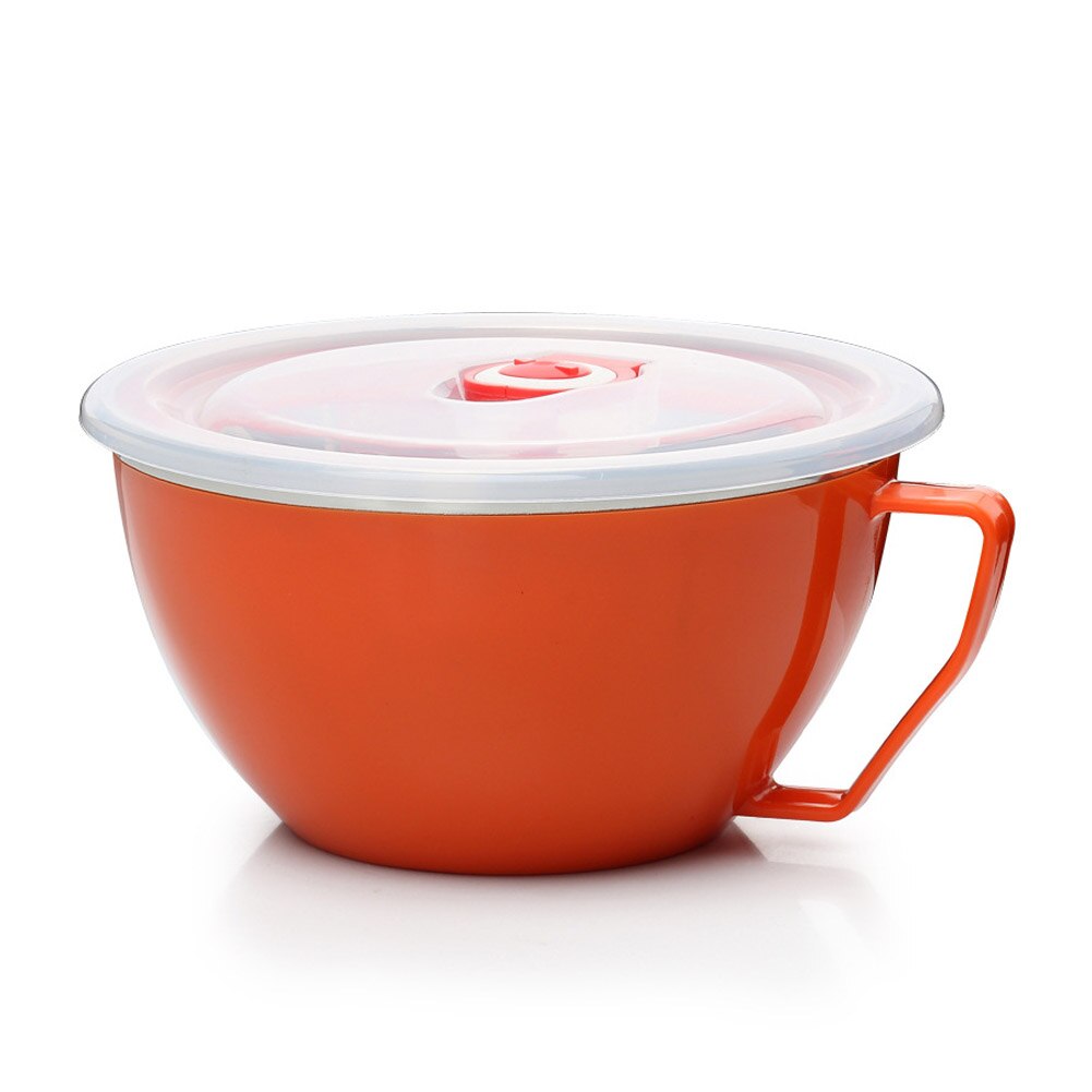 900ml Nudel Schüssel Mit Deckel Griff Edelstahl Kunststoff Dicht Lebensmittel Container Reis Suppe Schalen AI88: verrotten