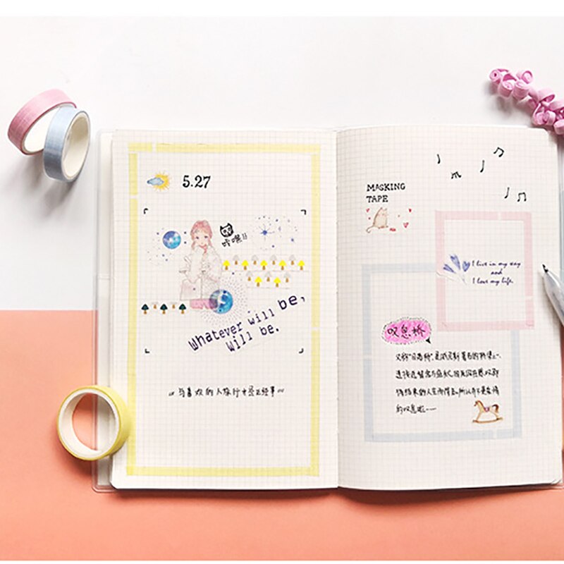 4 Stks/set Effen Kleur Washi Tape Set Leuke Masking Tape Kawaii Decoratieve Plakband Grid Washi Tape Scrapbooking Stok Label