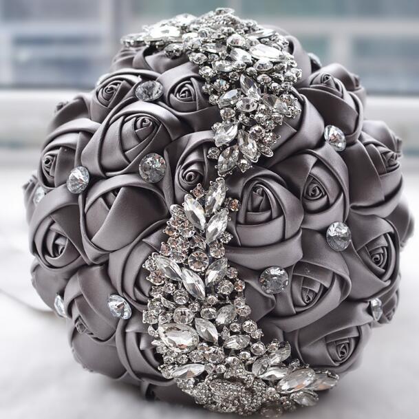 Rose Goud Rose Bruiloft Bloemen Bruidsboeketten Sparkly Luxe Diamond Crystal Voor Bruid Ramos De Novia: B7