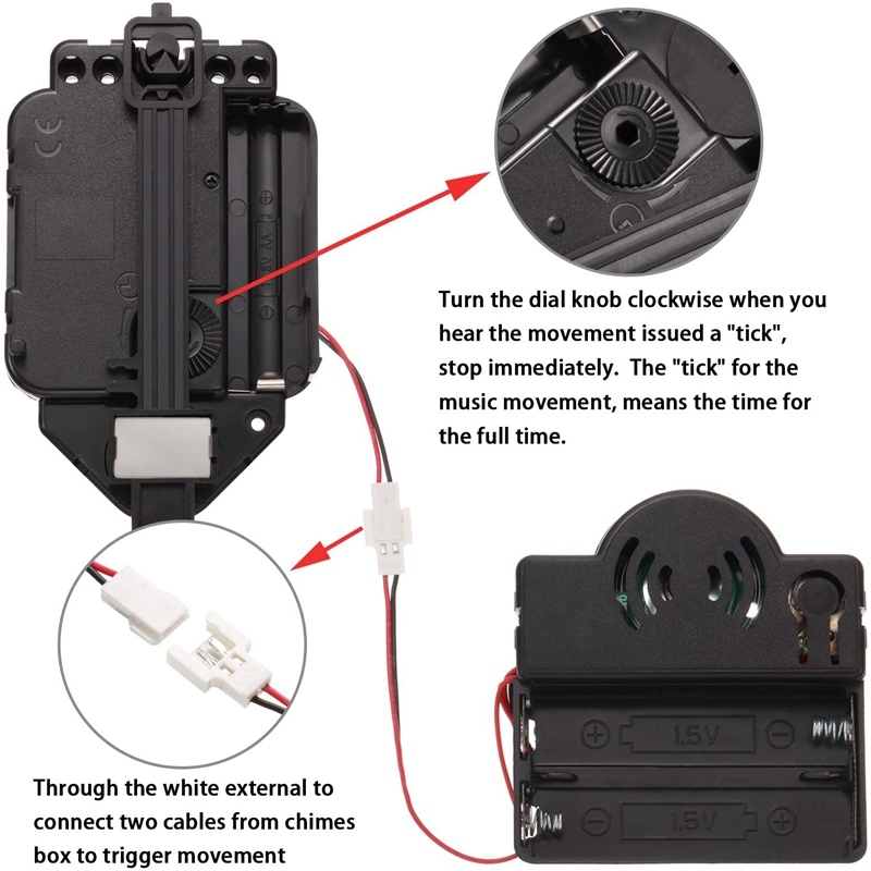 Quartz Pendulum Trigger Clock Movement Chime Music Box Completer Pendulum Clock Kit with Spades,Fancy,Straight ClockHand