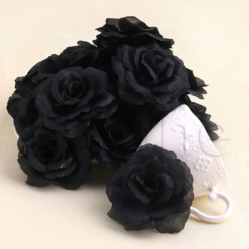 20Pcs Roses Artificial Silk Flower Heads DIY Small Bud Party Wedding Home Decor CORD: BK
