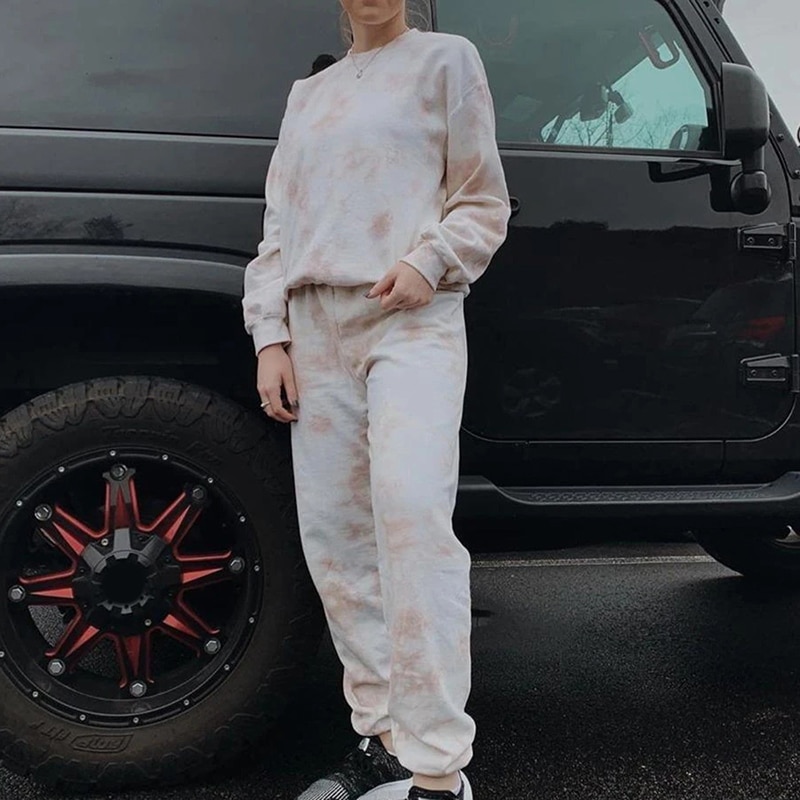 Træningsdragt kvinder tøj todelt sæt bukser og top tie dye lounge wear ropa mujer sommer ensemble femme 2 stykker sweat drags