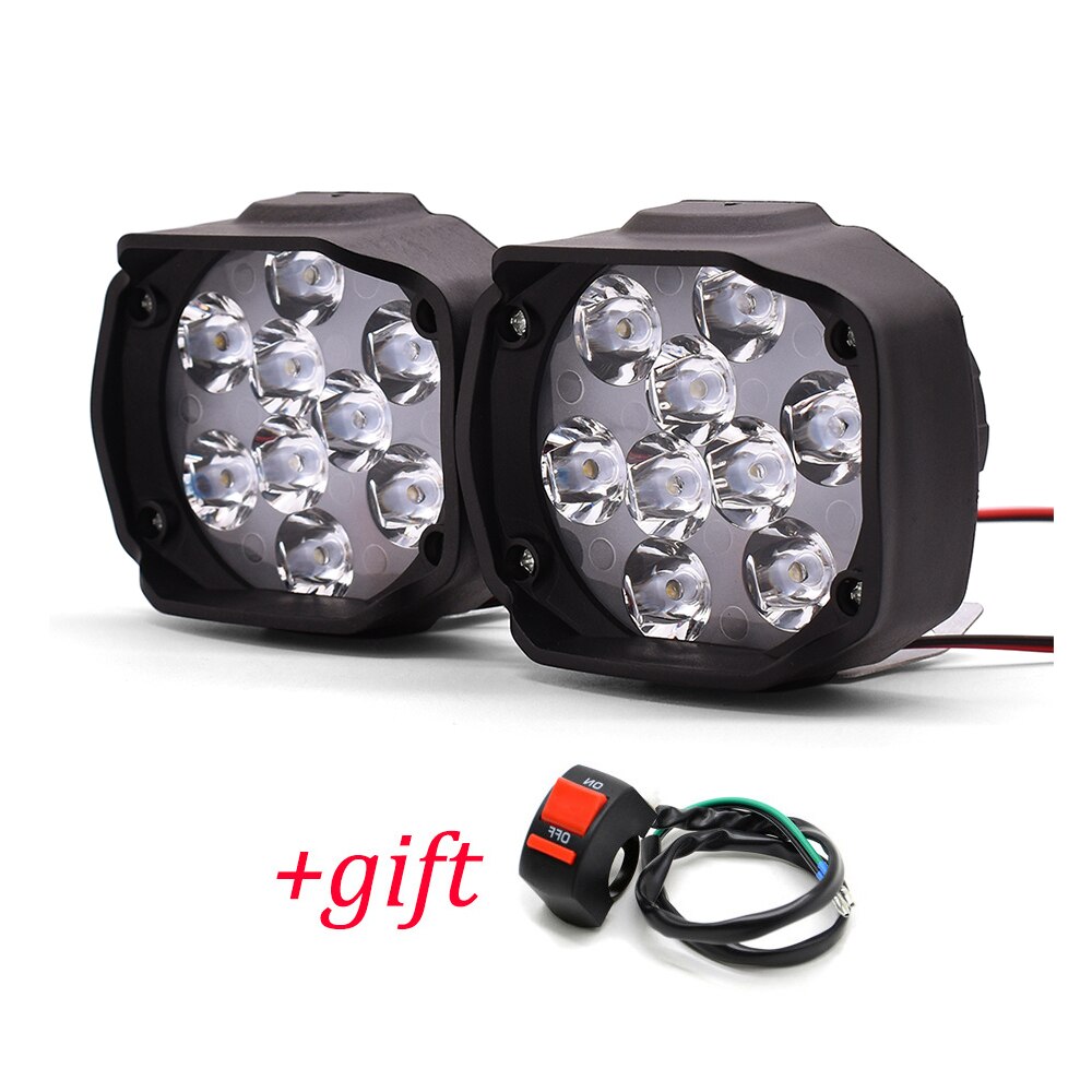 Motorrad LED Lampen Wasserdicht Nebel Stelle Scheinwerfer 10W Mit Schalter Für Kawasaki Z1000 Z650 Z900 zzr 600 zxr 400 zx 6r kdx 125: Weiß-9LED