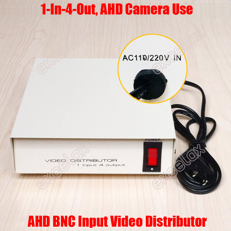 Ac110v ac220v 1 in 4 ud ahd bnc-stik ahd videodistributør 1-4ch videosplitter til analog hd cctv sikkerhedskamerasystem