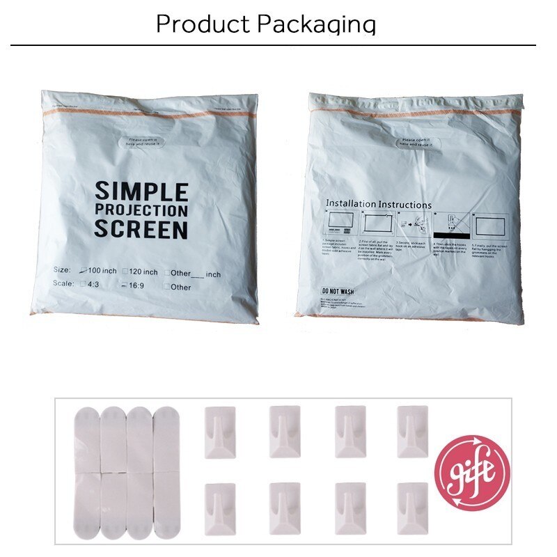 AUN 100 inch 16:9 Portable Projector Screen. White cloth material. LED Projector Home theater B100