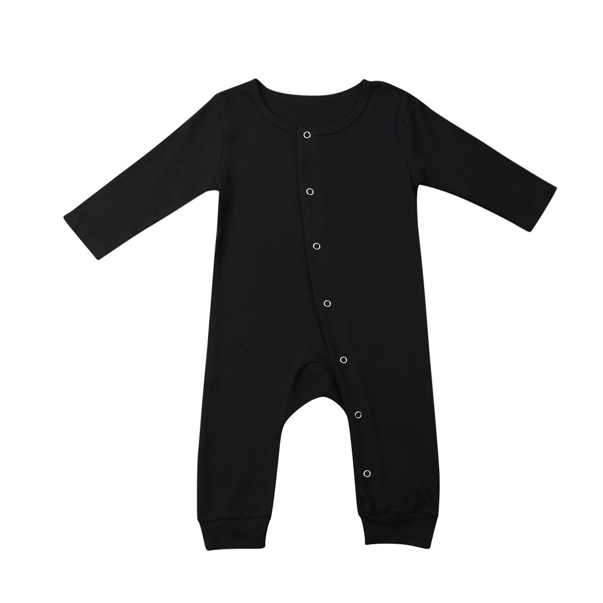 Lente Herfst Baby Baby Footies Meisjes Jongens Lange Mouwen Effen Katoenen Footies Outfits Kleding: Black / 24M