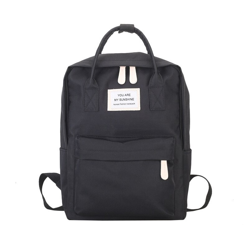 Mochila de lona para mujer , mochila impermeable de color caramelo para Chica adolescente, bolso escolar, mochila portátil grande bonita, mochila de de retazos: Negro