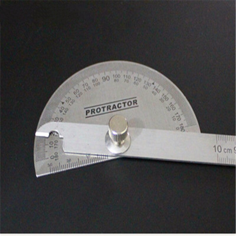 1pcs Stainless Steel Protractor Round Head Rotary Angle Rule metal Arm Ruler Adjustable Multifunction Mathematics Measuring Tool