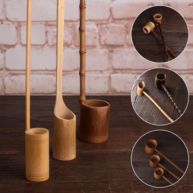 Cuillère à eau de racine de bambou à Long manche, outils de cuisine carbonisés, vaisselle de table, ustensiles de cuisine pour thé Kung Fu outils à thé