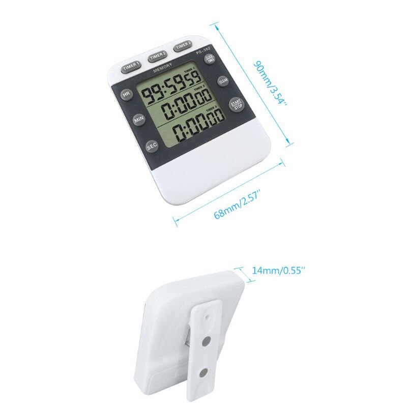 Eectronic 3 Channel Timer Countdown Clock 99 Hours Digital 12/24 Hour Reminder U4LA