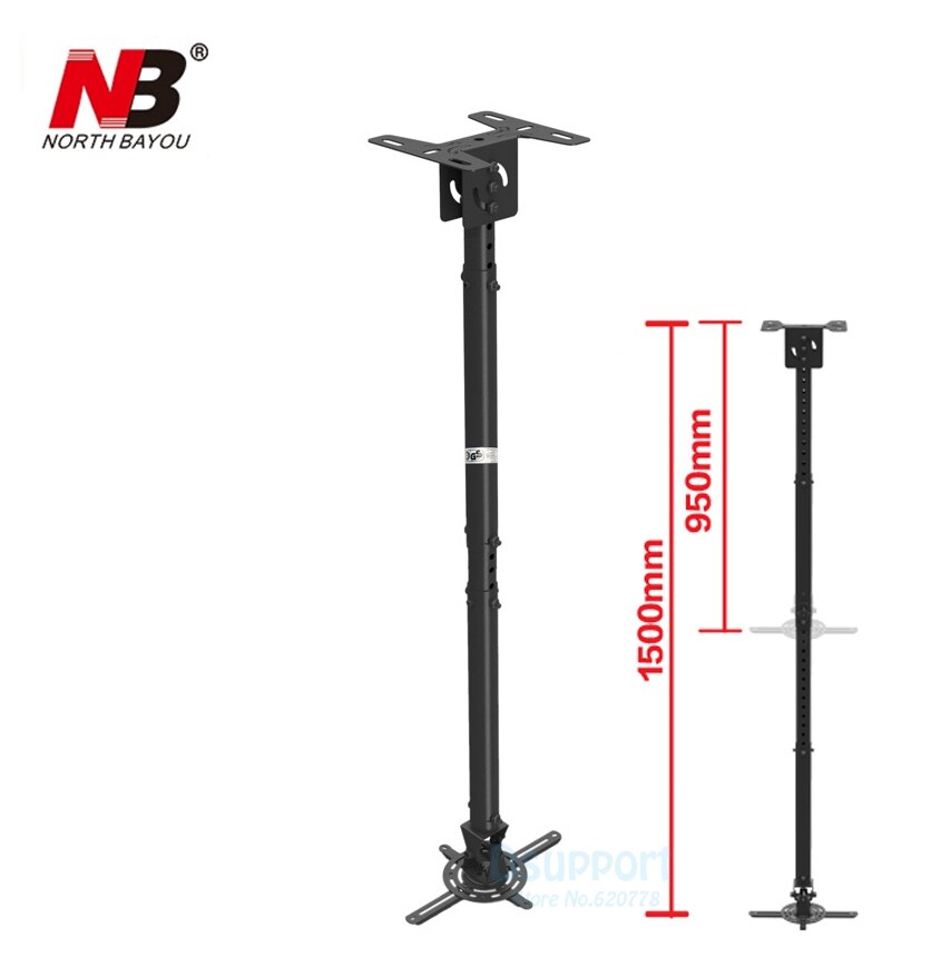 NBT718-4 Retractable Projector Hanger Ceiling Projector Rack Full Motion Projector Mount 950~1500mm Black White: Black color