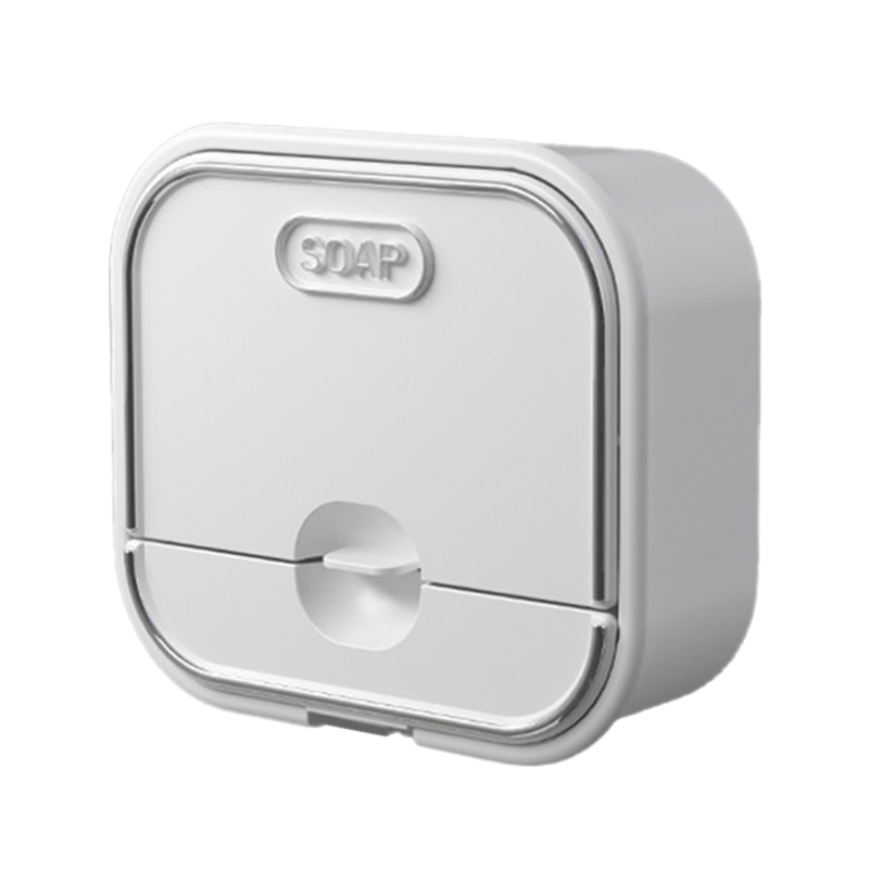 Flip Lid Drain Soap Box w/Drawer Drain Tray,for Kitchen Bathroom Easy to Install: White