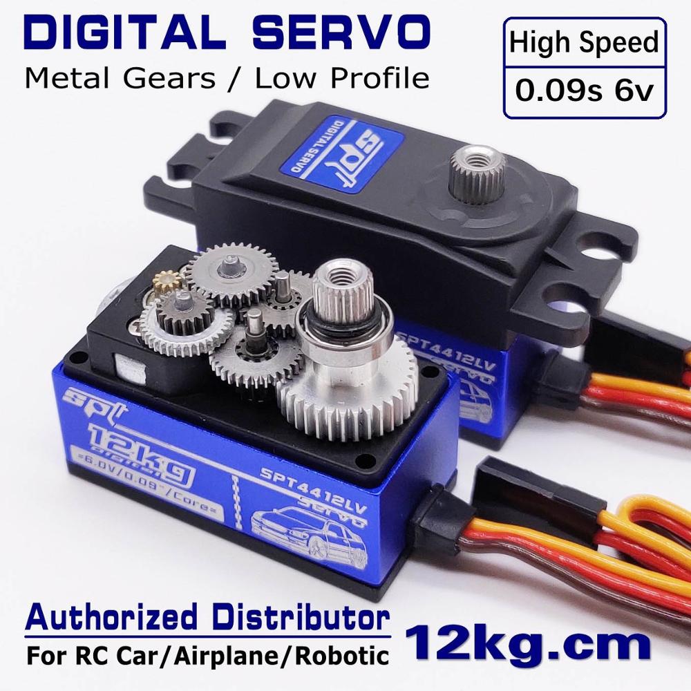 Spt 4412lv 12kg grote koppel metalen tandwiel standaard digitale laag profiel servo 1:10 rc auto vliegtuig robotarm 180 320 hoek