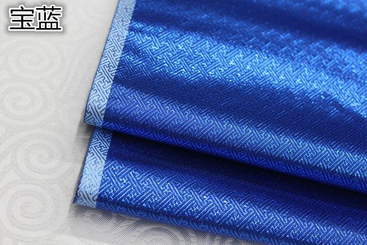 Robe de poupée cheongsam mongole en Satin, spirale carrée Vintage, Faux Satin, brocart de soie doré, tissu Jacquard, dentelle, bricolage: Sapphire