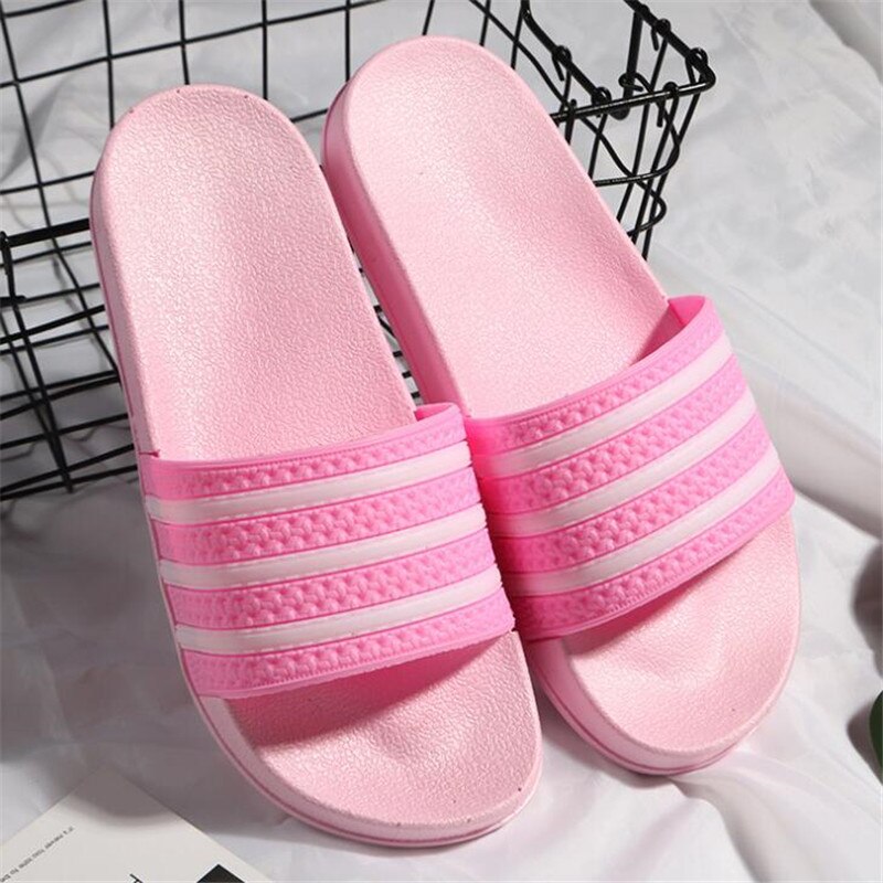 Unisex sommerstribede hjemmesko herre strandtøfler skridsikre badeværelsessandaler dame eu str. 35-44 herre/kvinder slides klipklapper