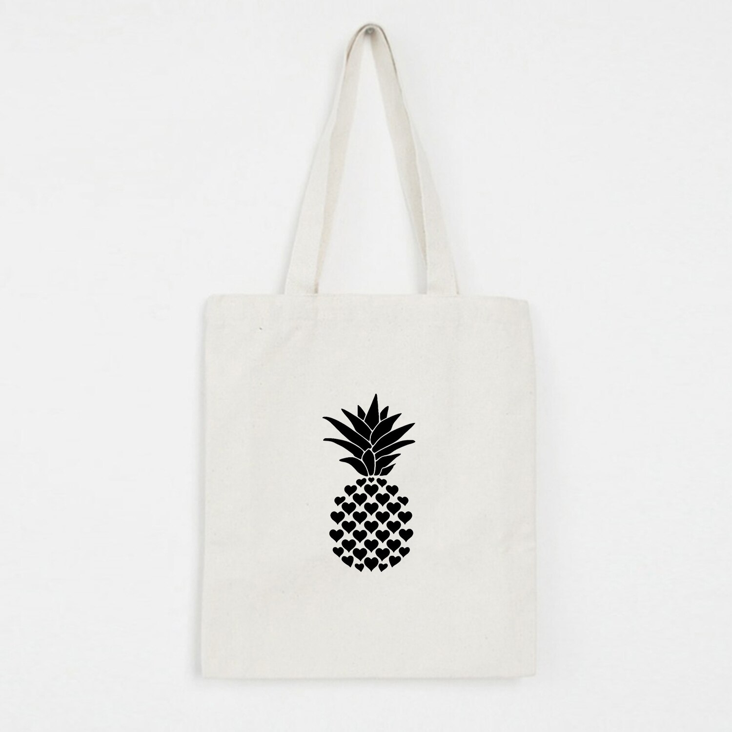 Pineapple Printed Cute Art Colorful Large Capacity Canvas Tote Bag Cloth Reusable Shopping Bag Women Beach Handbags: W172WHITE