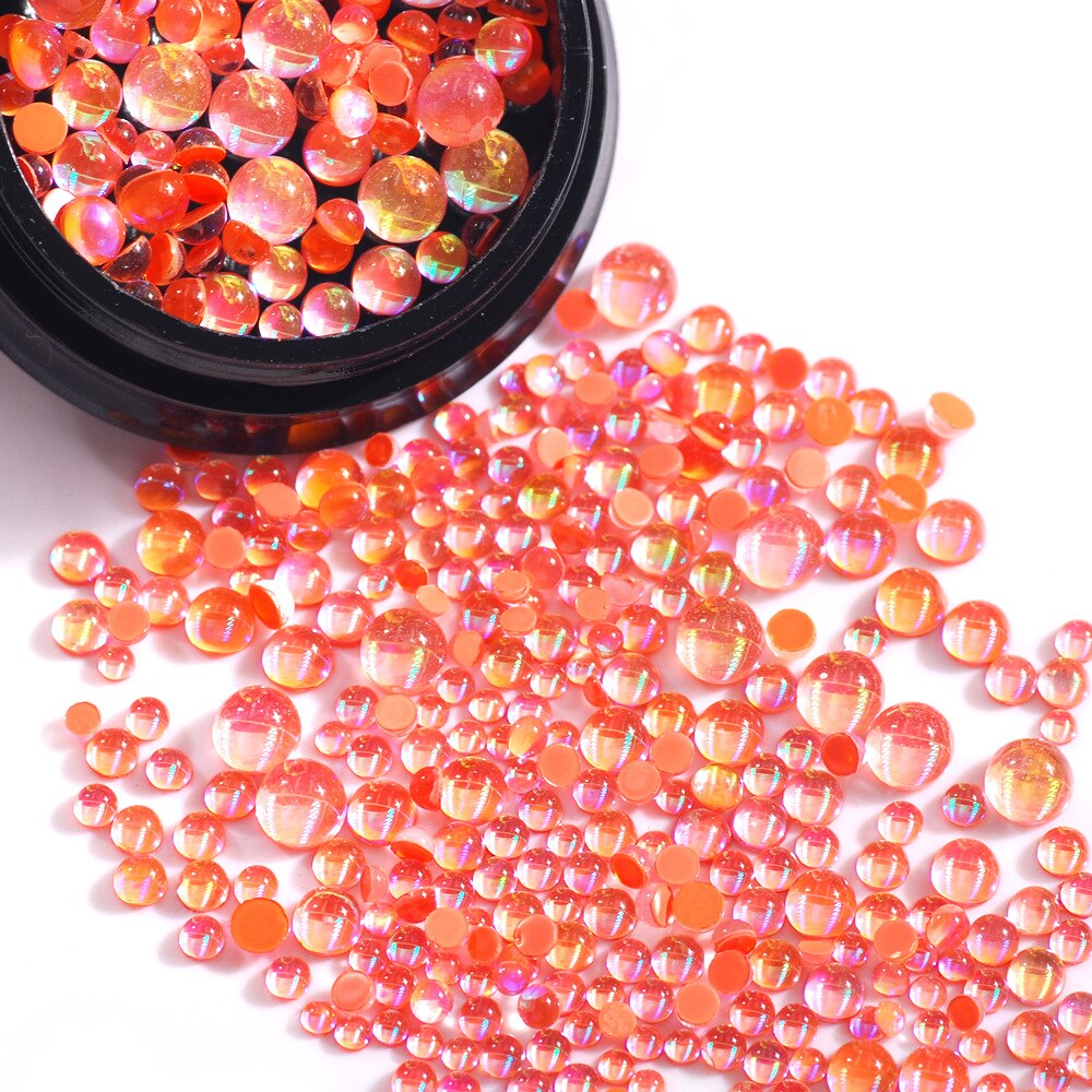 10G Gemengde Grootte Nail Art Mermaid Ronde Glazen Steentjes Mermaid Plaksteen Crystal Diy 3D Kralen Glitter Stones Decor Accessoires: Orange