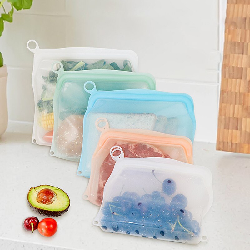 Reusable Food Storage Bags Leakproof Easy to Clean Silicone Food Bags Snacks Reusable Food Storage Bags Reusable Leakproof XHC88