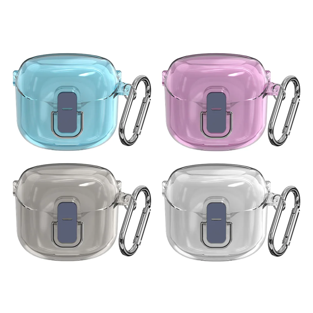 Voor Jbl Tune Flex 2023 Oortelefoon Beschermhoes Schokbestendig Hard Pc Shell Clear Case Cover Oortelefoon Anti-Druppel Met Karabijnhaak