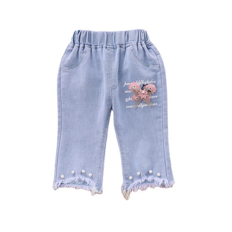 Baby Jeans Solid Color Jeans For Girls Summer Calf-length Baby Girl Casual Style Toddler Girl Clothes