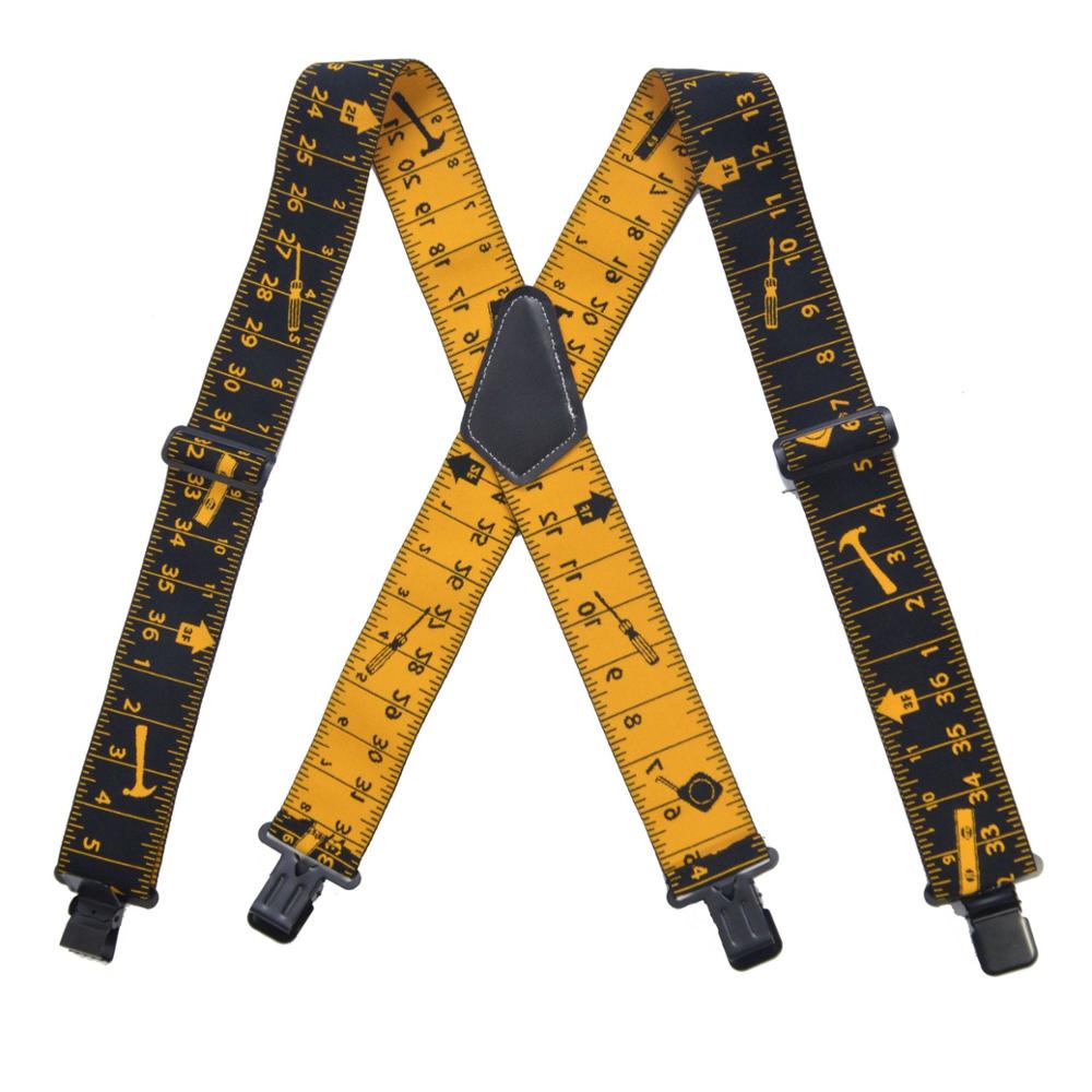 Man Suspender Belt Adults X Type 4 Clips High Elasticity Weight-Bearing Tooling Strap Suspenders Adjustable Pants Braces Straps