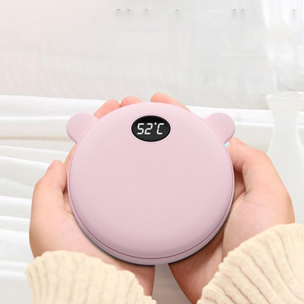 Universel mignon ours oreille Usb charge main chauffe batterie externe 2 en 1 puissance Mobile Mini bande dessinée affichage numérique température