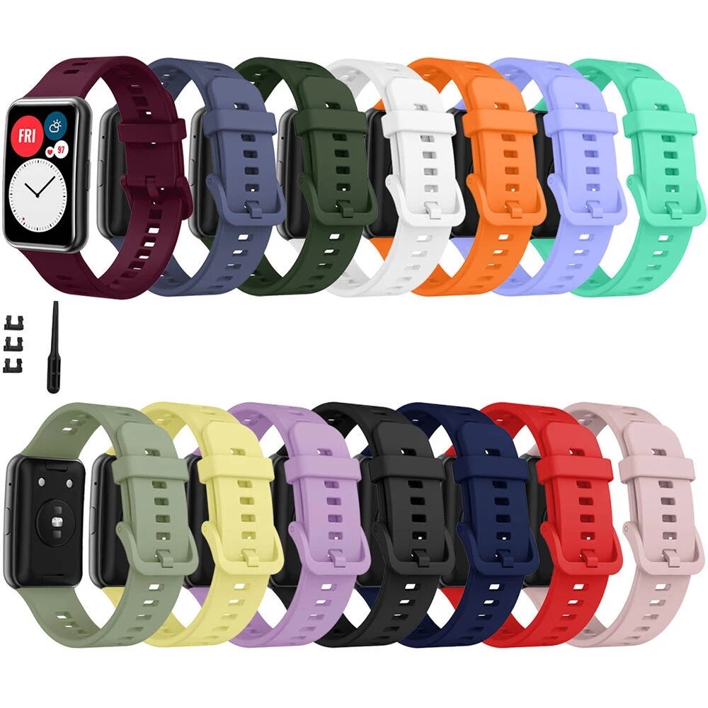 Pulseira para huawei relógio ajuste pulseira de substituição esporte pulso cor tpu esporte silicone pulseira original novo com ferramenta