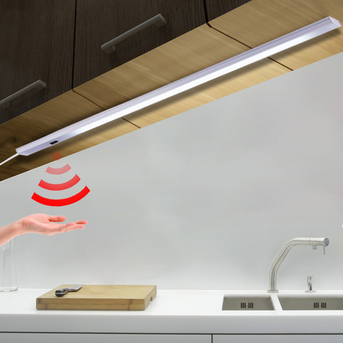 Usb-lampe til kjøkken med bevegelsessensorbryter, håndviftende av og på, led-barlys 30cm 40cm 50cm