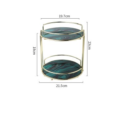 Nordisk dobbeltlag kosmetikopbevaringsstativ btahroom opbevaringsstativ toiletbord desktop efterbehandlingsstativ smykkerbakke: Grøn marmor