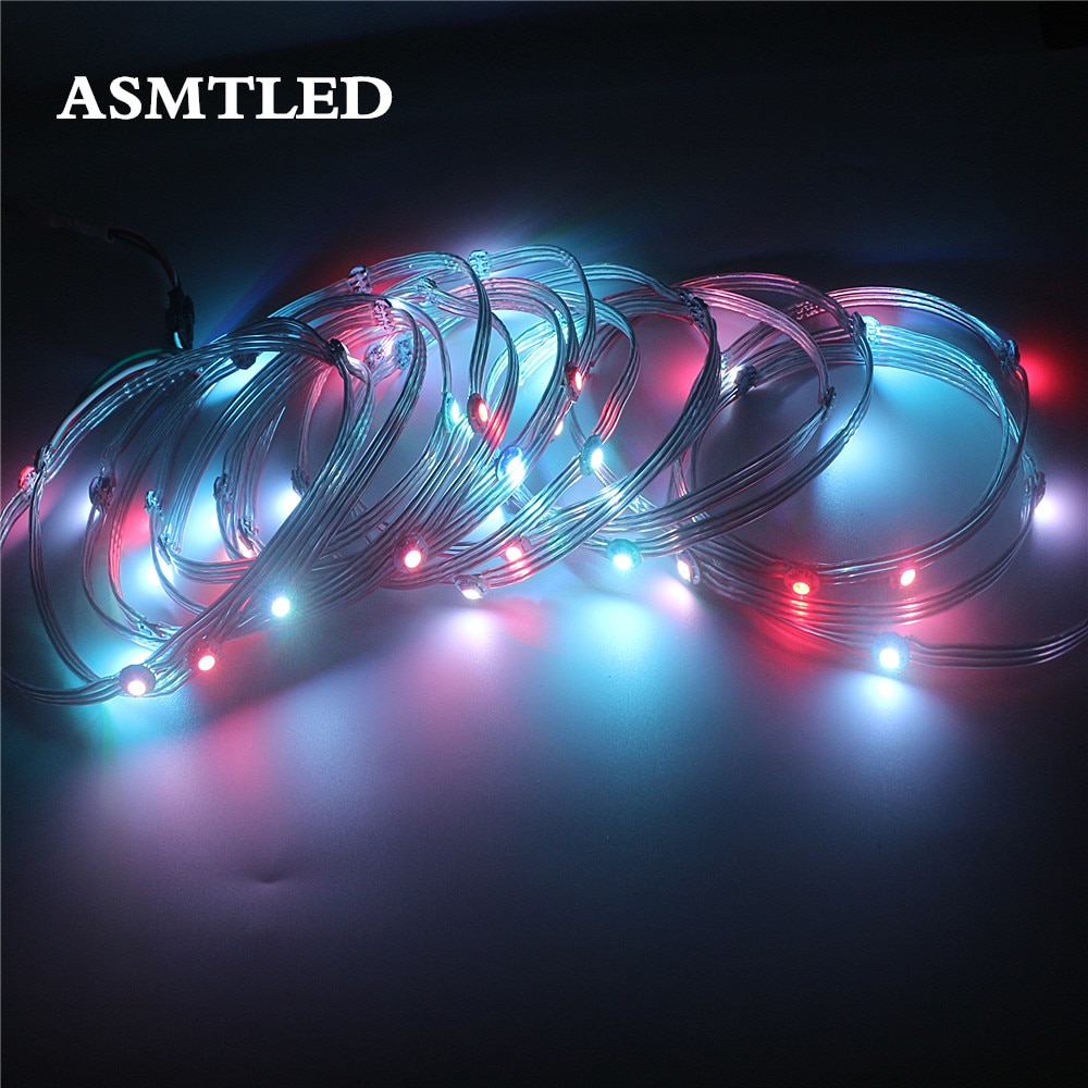 50-1000PCS WS2812B Pre-Soldered LED Module Nodes 5V Addressable Individually on Heatsink with 10CM Wire Built-in SMD5050 RGB