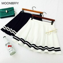 Mori barsel japansk marineblå hvid sort stribe a-line nederdel, lolita sømand nederdel, cosplay kostumer, japan barsel uniform