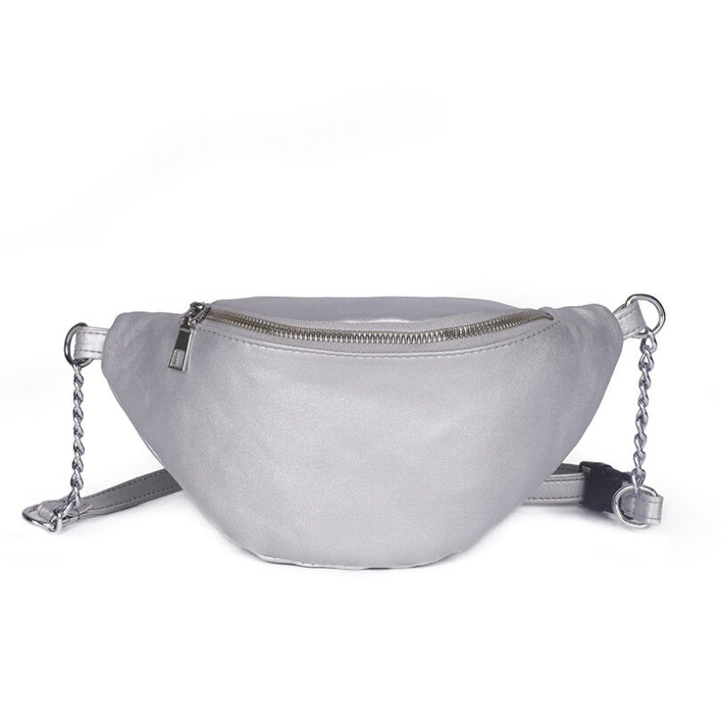 Riñonera con cadena de para mujer, bolso de cintura de cuero PU, para el pecho
