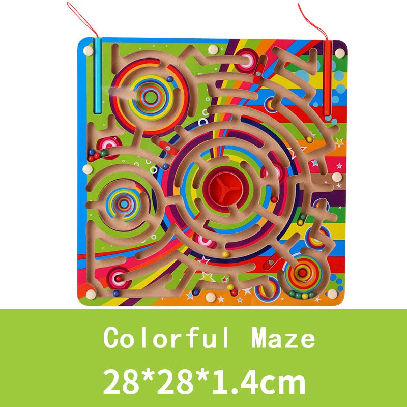 Big Size Animal Cube Puzzle Maze Toy Game Wood Magic Games Magnet For Children Adult Cube Puzzle Education Balance Magnetic Maze: Color maze