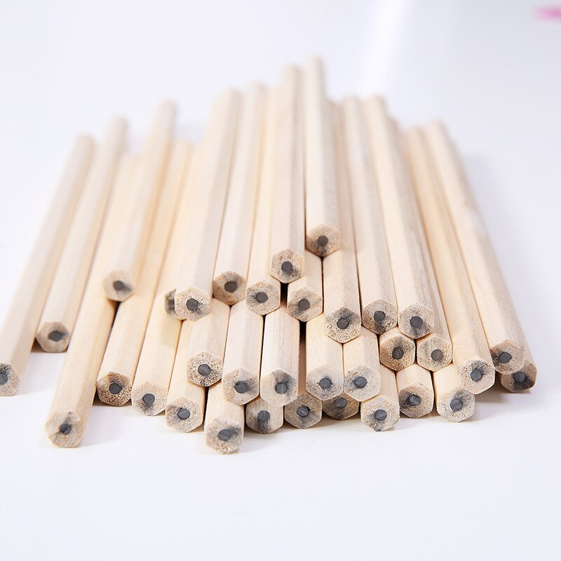 50 Pcs/Set 18cm Length Triangle Hexagon HB Pencil Set Wooden Standard Pencils Students School Office Stationery