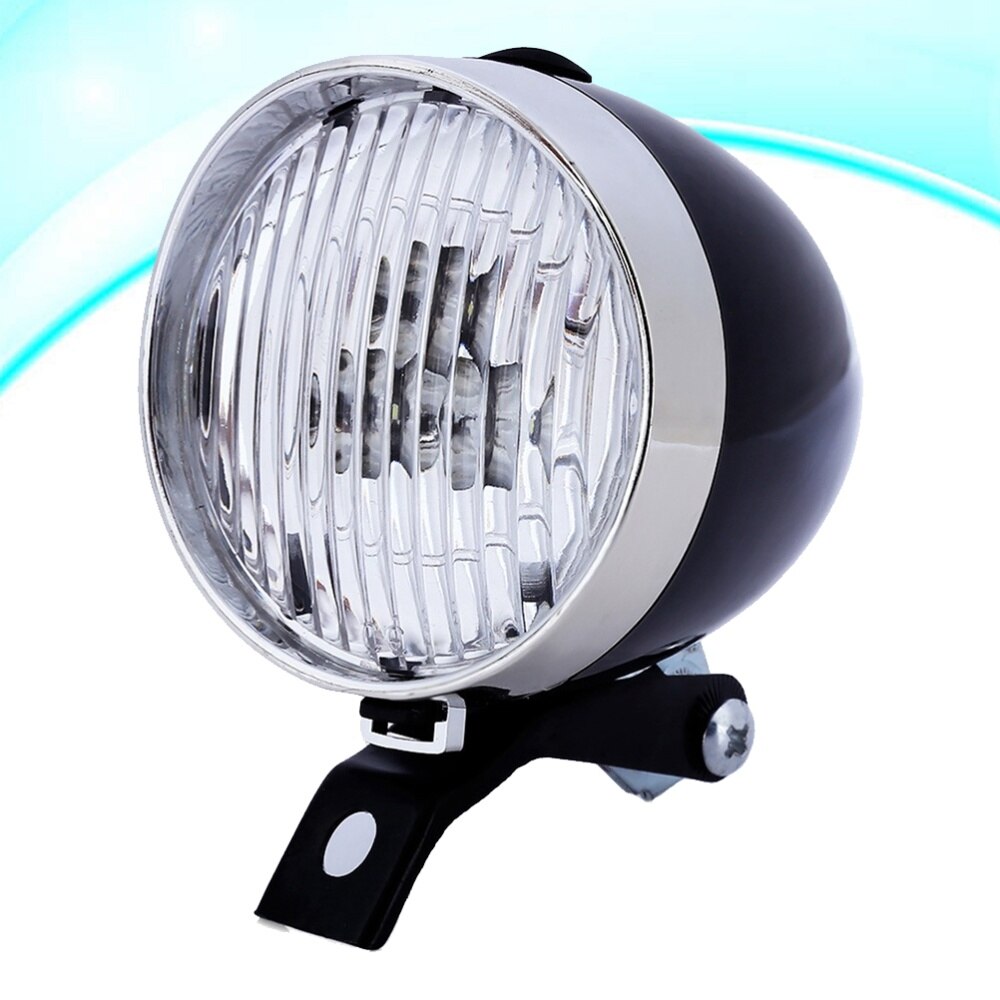 Vintage led fiets koplamp koplamp mountainbike verlichting waterdichte fiets zaklamp lamp veiligheidslicht mtb fiets accessoire: Zwart