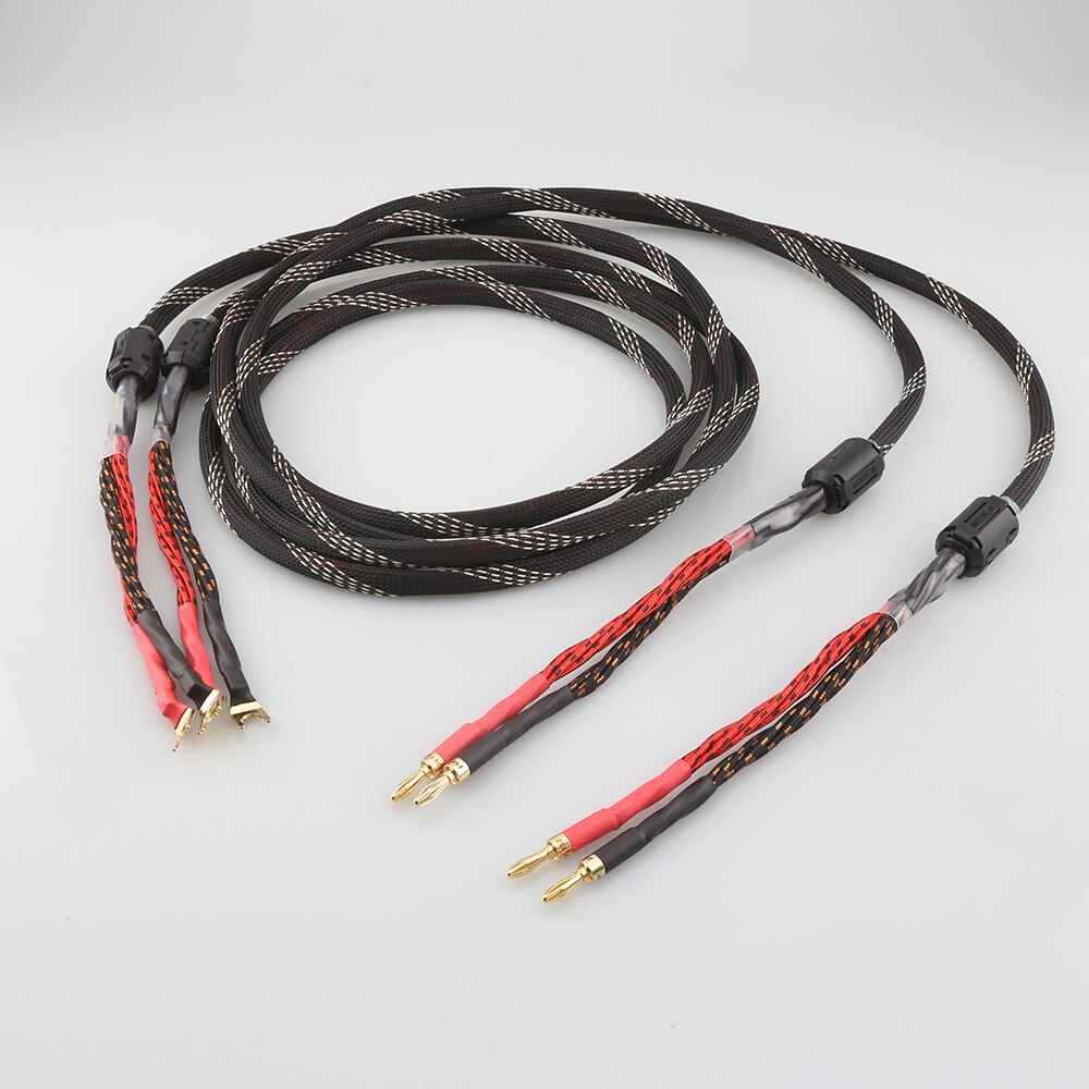 One Pair Audiocrast HIFI speaker cable HI-End amplifier 4N OFC speaker cable with Banana / Spade plug: banana to spade / 1m